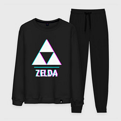Костюм хлопковый мужской Zelda в стиле glitch и баги графики, цвет: черный