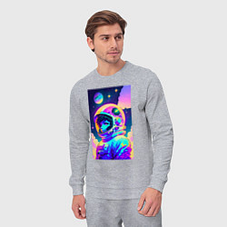 Костюм хлопковый мужской Девчонка бравый космонавт - нейросеть, цвет: меланж — фото 2