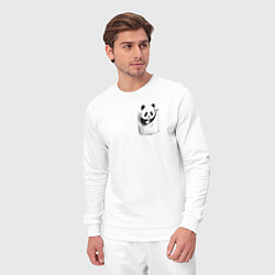 Костюм хлопковый мужской Панда в кармане, цвет: белый — фото 2