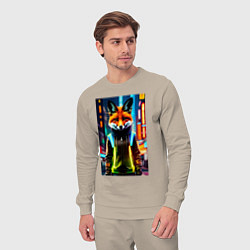 Костюм хлопковый мужской Модная лисичка в ночном городе, цвет: миндальный — фото 2