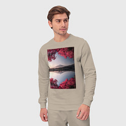 Костюм хлопковый мужской Японский пейзаж, цвет: миндальный — фото 2