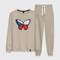 Костюм хлопковый мужской Чехия бабочка, цвет: миндальный