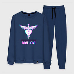 Костюм хлопковый мужской Bon Jovi glitch rock, цвет: тёмно-синий