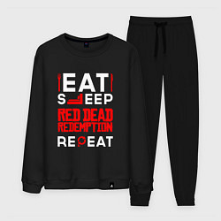 Костюм хлопковый мужской Надпись eat sleep Red Dead Redemption repeat, цвет: черный