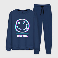Костюм хлопковый мужской Nirvana glitch rock, цвет: тёмно-синий