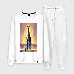 Костюм хлопковый мужской Жираф в большом городе - фантазия - Нью-Йорк, цвет: белый