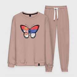 Костюм хлопковый мужской Бабочка Сербия, цвет: пыльно-розовый