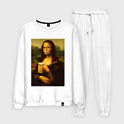 Костюм хлопковый мужской Мона Лиза с пивом, цвет: белый