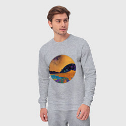 Костюм хлопковый мужской Пейзаж в стиле Густава Климта, абстракция, цвет: меланж — фото 2