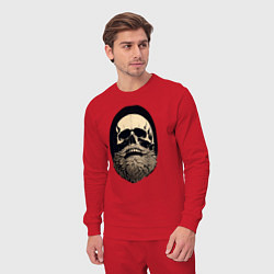 Костюм хлопковый мужской Винтажный череп с бородой, цвет: красный — фото 2