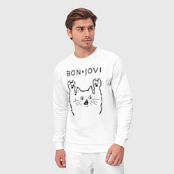 Костюм хлопковый мужской Bon Jovi - rock cat, цвет: белый — фото 2