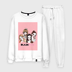 Костюм хлопковый мужской Blackpink в мультяшном стиле, цвет: белый