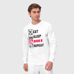 Костюм хлопковый мужской Eat sleep rush b repeat, цвет: белый — фото 2