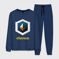 Костюм хлопковый мужской Логотип Ethereum, цвет: тёмно-синий