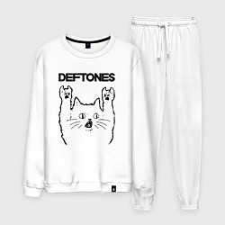 Костюм хлопковый мужской Deftones - rock cat, цвет: белый