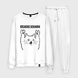 Костюм хлопковый мужской Breaking Benjamin - rock cat, цвет: белый