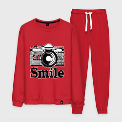 Костюм хлопковый мужской Smile camera, цвет: красный