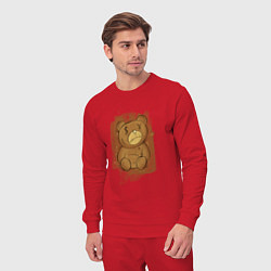 Костюм хлопковый мужской Злой мишка, грустный медведь, цвет: красный — фото 2