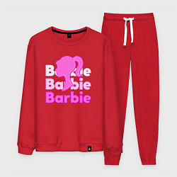 Костюм хлопковый мужской Логотип Барби объемный, цвет: красный