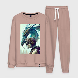 Мужской костюм Девчонка в шлеме и дракон - киберпанк