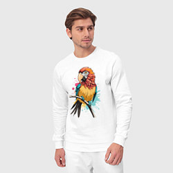 Костюм хлопковый мужской Акварельный попугай, цвет: белый — фото 2