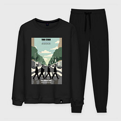 Костюм хлопковый мужской Skibidi toilet Beatles cameramen, цвет: черный