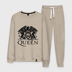 Костюм хлопковый мужской Queen - logo, цвет: миндальный