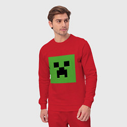 Костюм хлопковый мужской Minecraft creeper face, цвет: красный — фото 2