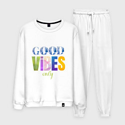 Костюм хлопковый мужской  Good vibes only, цвет: белый