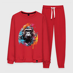 Костюм хлопковый мужской Граффити с гориллой, цвет: красный