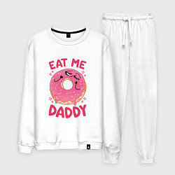 Костюм хлопковый мужской Eat me daddy, цвет: белый