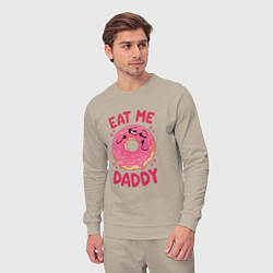 Костюм хлопковый мужской Eat me daddy, цвет: миндальный — фото 2