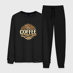 Костюм хлопковый мужской Coffee drink, цвет: черный
