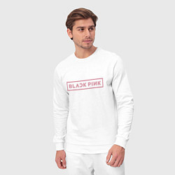 Костюм хлопковый мужской Black pink - logotype - South Korea, цвет: белый — фото 2