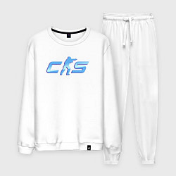 Костюм хлопковый мужской CS2 blue logo, цвет: белый