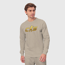 Костюм хлопковый мужской CS 2 gold logo, цвет: миндальный — фото 2