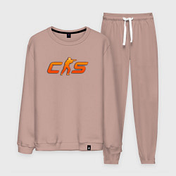 Костюм хлопковый мужской CS 2 orange logo, цвет: пыльно-розовый