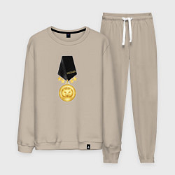 Костюм хлопковый мужской Медаль кошко мать года, цвет: миндальный