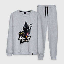 Костюм хлопковый мужской Тыквы на кладбище, цвет: меланж