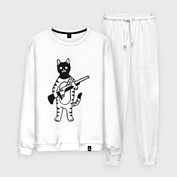 Костюм хлопковый мужской Кот - охотник, цвет: белый
