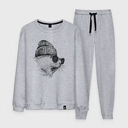 Костюм хлопковый мужской Морская свинка модная, цвет: меланж