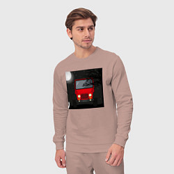 Костюм хлопковый мужской Красный джип в ночном пейзаже спортивная машина, цвет: пыльно-розовый — фото 2