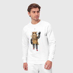 Костюм хлопковый мужской Roblox робот машет, цвет: белый — фото 2