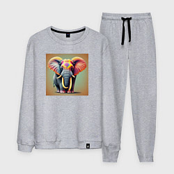 Костюм хлопковый мужской Слон красочный стиль, цвет: меланж