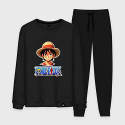 Костюм хлопковый мужской Монки д Луффи one piece, цвет: черный