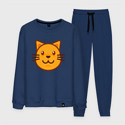 Костюм хлопковый мужской Оранжевый котик счастлив, цвет: тёмно-синий