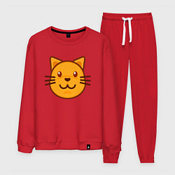 Костюм хлопковый мужской Оранжевый котик счастлив, цвет: красный