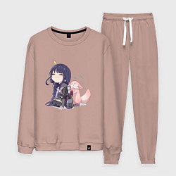 Костюм хлопковый мужской Шогун Райден и лисичка Мико, цвет: пыльно-розовый
