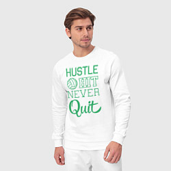 Костюм хлопковый мужской Hustle hit never quit, цвет: белый — фото 2