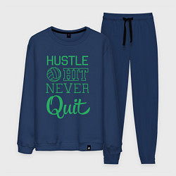 Костюм хлопковый мужской Hustle hit never quit, цвет: тёмно-синий